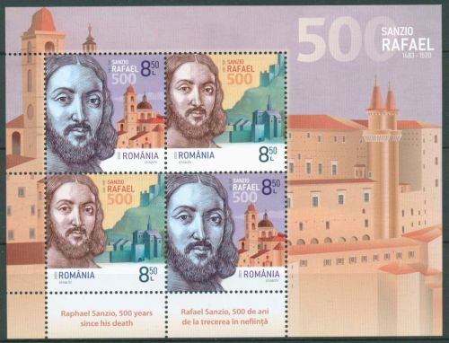 Rumänien 2020 Persönlichkeiten Maler Raffael Block 843 postfrisch (C63870)