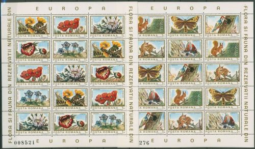 Rumänien 1983 Naturschutz Pflanzen u.Tiere 3982/91 ZD-Bogen postfrisch (C92272)
