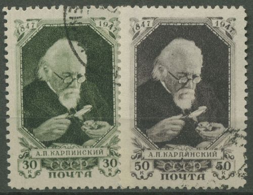 Sowjetunion 1947 100. Geburtstag von Alexandr Karpinskij 1081/82 gestempelt