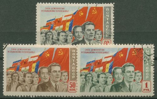 Sowjetunion 1950 Demokratie und Sozialismus 1491/93 II gestempelt