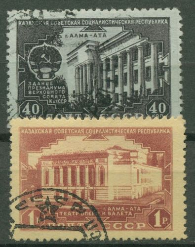 Sowjetunion 1950 30 Jahre Kasachische Sowjetrepublik 1537/38 gestempelt
