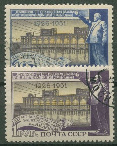 Sowjetunion 1951 25 Jahre Wolchow-Kraftwerk "Lenin" 1613/14 gestempelt