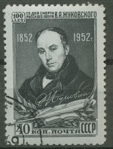 Sowjetunion 1952 100. Todestag von Wassilij Schukowskij 1638 gestempelt