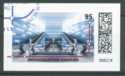 Bund 2021 U-Bahn Station Überseequartier Hamburg 3607 gestempelt