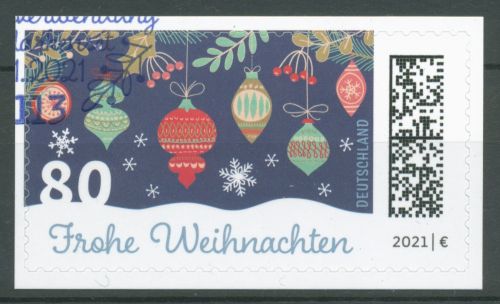 Bund 2021 Frohe Weihnachten Böhmische Baumkugeln 3643 gestempelt