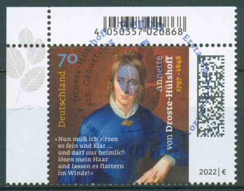 Bund 2022 Persönlichkeiten Annette von Droste-Hülshoff 3658 gestempelt