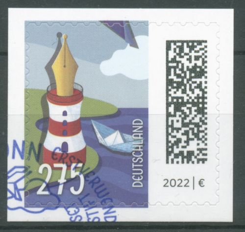 Bund 2022 Die Welt der Briefe Leuchtturm Papierschiff 3668 gestempelt