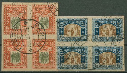 Estland 1920 Kriegsgeschädigte Nationaltracht 21/22 4er-Block gestempelt