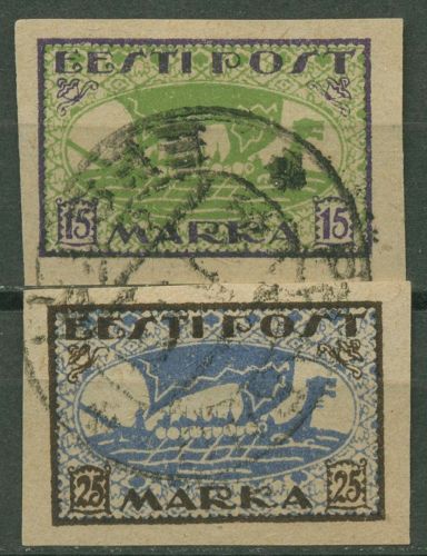 Estland 1920 Wikingerschiff 23/24 B gestempelt