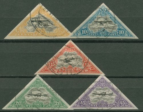 Estland 1924 Flugpostmarken Flugzeuge 48/52 B gestempelt