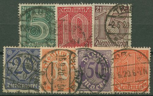 Deutsches Reich Dienstmarken 1920 für Preußen Abl.-ziffer 21, D 16/22 gestempelt