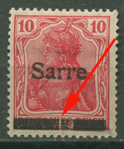 Saargebiet 1920 Germania mit Aufdruckfehler 6 a I PF A mit Falz