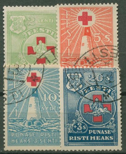 Estland 1931 Rotes Kreuz Leuchtturm 90/93 gestempelt