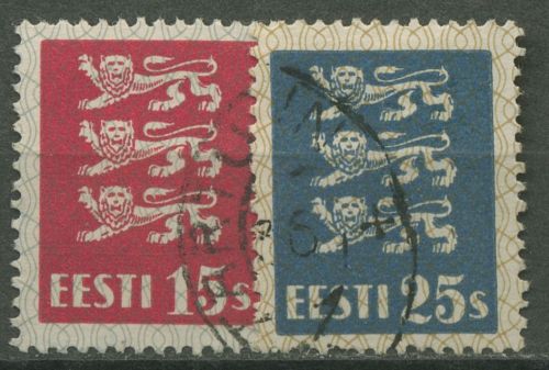Estland 1935 Freimarken: Wappenlööwen 106/07 gestempelt