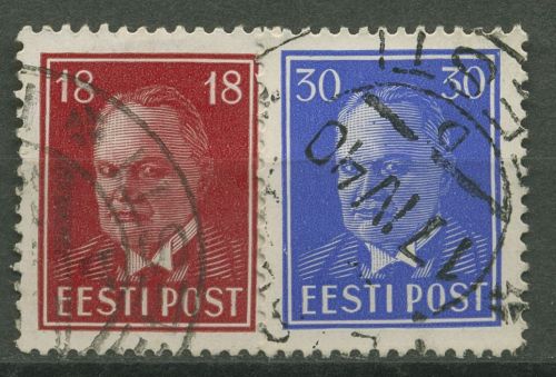 Estland 1939 Freimarke Staatspräsident Konstantin Päts 146/47 gestempelt