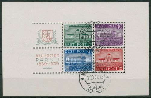 Estland 1939 100 Jahre Kurort Pernau (Pärnu) Block 4 gestempelt (C80002)