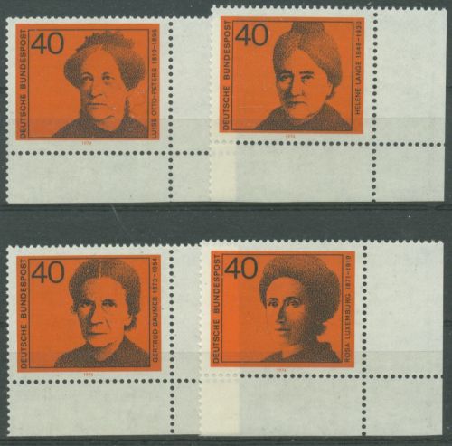 Bund 1974 Bedeutende deutsche Frauen 791/94 Ecke 4 postfrisch (E521)