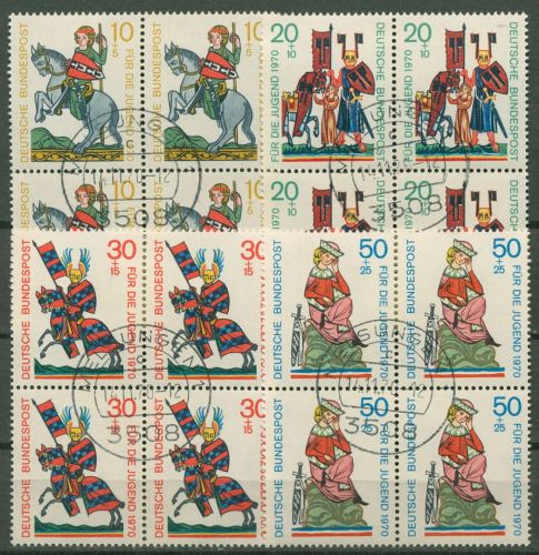 Bund 1970 Jugend: Minnesänger 612/15 4er-Block gestempelt