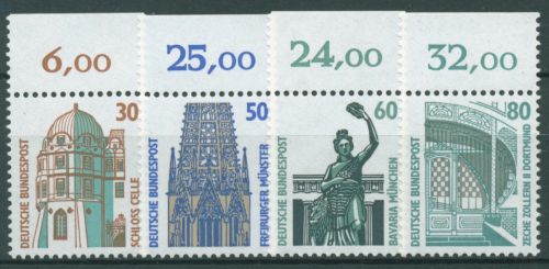 Bund 1987 Sehenswürdigkeiten SWK mit Oberrand 1339/42 OR postfrisch