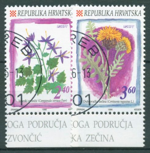 Kroatien 1996 Pflanzen Glockenblume Flockenblume 383/84 gestempelt