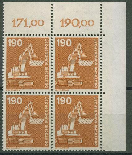 Bund Bogenmarken 1982 Industrie & Technik 1136 4er-Block Ecke 2 postfrisch