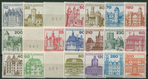 Bund 1977/82 Burgen u. Schlösser Rollenmarken mit Nr. kpl. 913/1143 R postfrisch