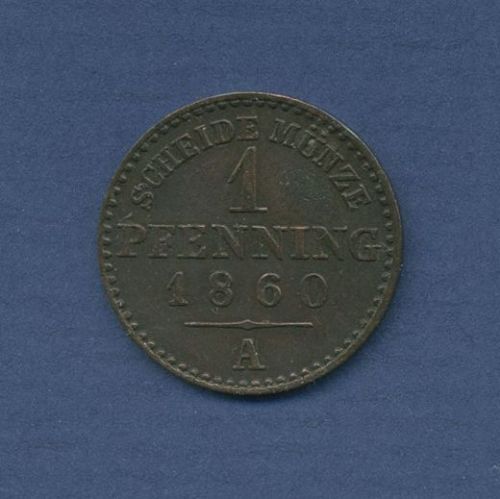 Preußen Pfennig 1860 A, König Friedrich Wilhelm IV., vz (m6651)