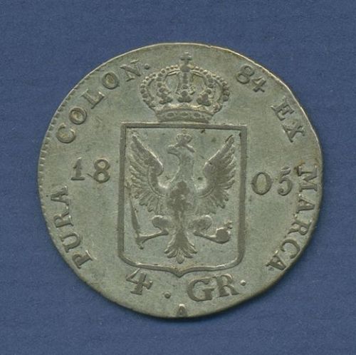 Preußen 4 Groschen 1805 A, Friedrich Wilhelm III. J 27 ss/s (m6653)