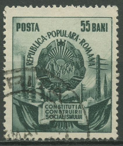 Rumänien 1952 Sozialistische Verfassung Wappen Industrie 1415 gestempelt
