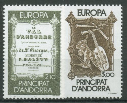 Andorra (frz.) 1985 Europa CEPT Jahr der Musik Instrumente 360/61 postfrisch