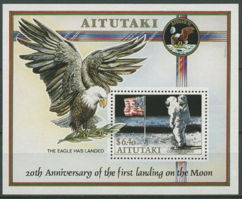 Aitutaki 1989 20 Jahre erste bemannte Mondlandung Block 73 postfrisch (C28726)
