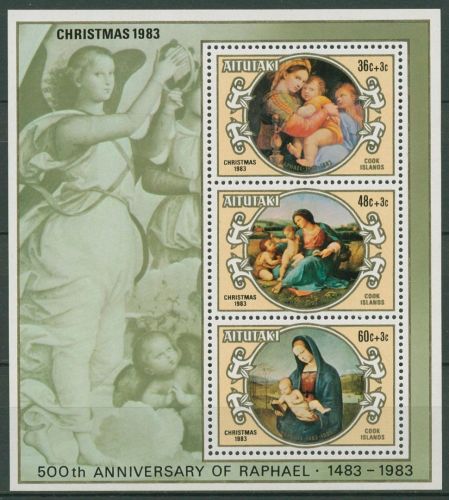Aitutaki 1983 Weihnachten Gemälde von Raffael Block 45 postfrisch (C41149)