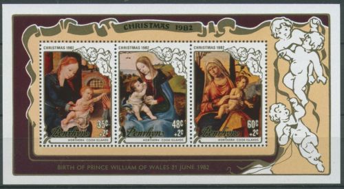 Penrhyn 1982 Weihnachten Gemälde Block 41 postfrisch (C28624)