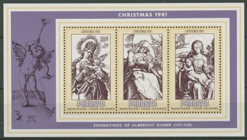Penrhyn 1981 Weihnachten Kupferstiche von Dürer Block 34 postfrisch (C41166)