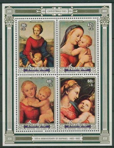 Penrhyn 1983 Weihnachten Gemälde Maria mit Kind Block 50 postfrisch (C41174)