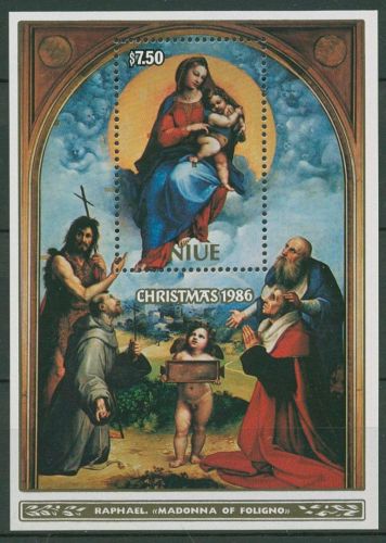 Niue 1986 Weihnachten Gemälde von Raffael Block 106 postfrisch (C41196)