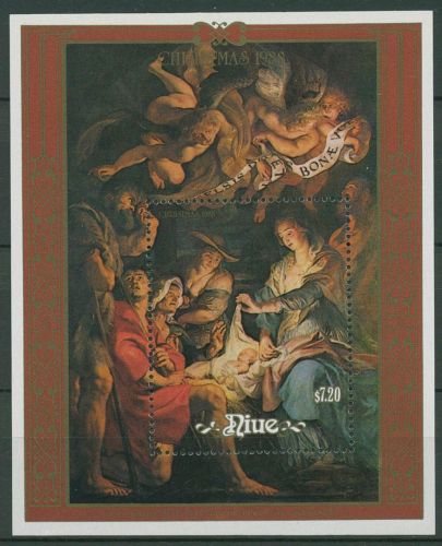 Niue 1988 Weihnachten Gemälde von Rubens Block 113 postfrisch (C41202)