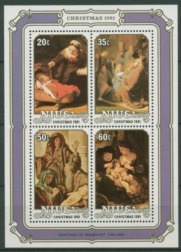 Niue 1981 Weihnachten Gemälde von Rembrandt Block 51 postfrisch (C41211)