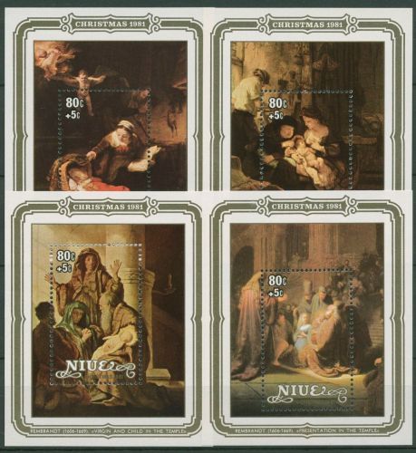 Niue 1981 Weihnachten Gemälde von Rembrandt Block 52/55 postfrisch (C41212)