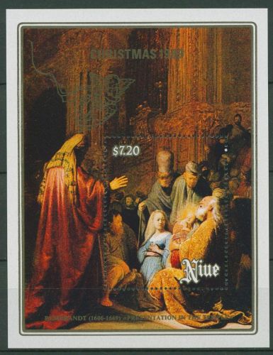 Niue 1989 Weihnachten Gemälde von Rembrandt Block 115 postfrisch (C41213)