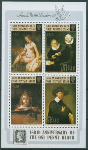 Niue 1990 150 Jahre Briefmarken Gemälde Rembrandt Block 116 postfrisch (C28606)