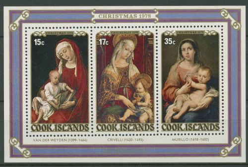 Cook-Inseln 1978 Weihnachten Gemälde Maria Kind Block 84 postfrisch (C41233)