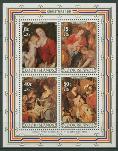 Cook-Inseln 1981 Weihnachten Gemälde von Rubens Block 118 postfrisch (C41234)