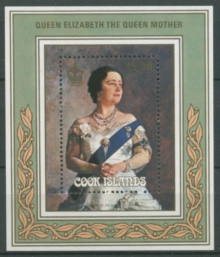 Cook-Inseln 1985 85. Geb. Königinmutter Elisabeth Block 156 postfrisch (C27802)