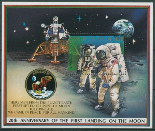 Cook-Inseln 1989 20 J. erste bemannte Mondlandung Block 188 postfrisch (C28731)