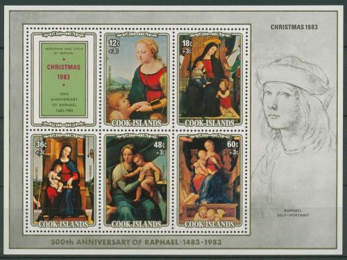 Cook-Inseln 1983 Weihnachten Gemälde von Raffael Block 137 postfrisch (C41252)