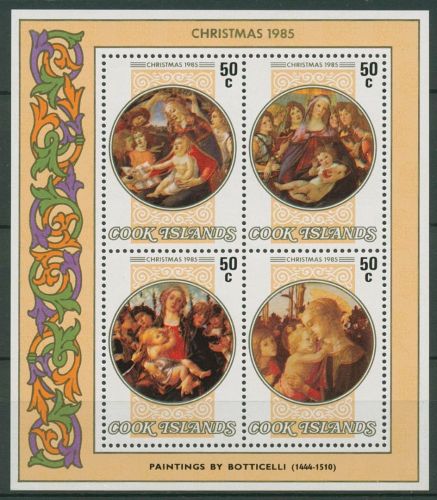Cook-Inseln 1985 Weihnachten Gemälde v. Botticelli Block 160 postfrisch (C41254)