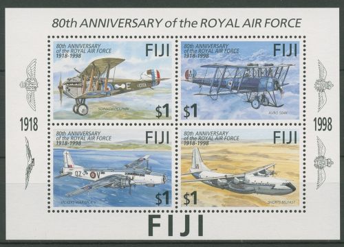 Fidschi 1998 80 J. Royal Air Force Flugzeuge Block 25 postfrisch (C41266)