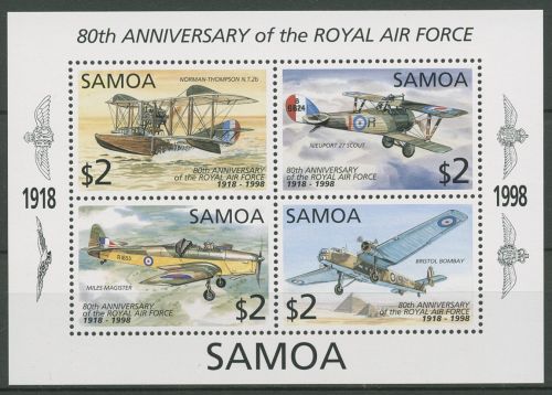 Samoa 1998 80 J. Royal Air Force Flugzeuge Block 64 postfrisch (C41270)