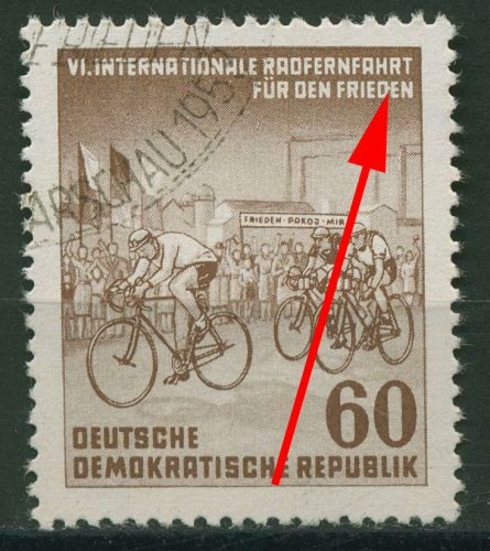 DDR 1953 Radfernfahrt für den Frieden mit Plattenfehler 357 II Sonderstempel